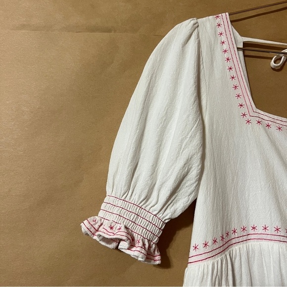 Oak Meadow | Poema Dress Embroidered Tiered Maxi Dress White Pink Size XS - Picture 7 of 16